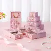 Caja de Almacenamiento de Joyería Romántica al por Mayor con Tapa y Base, Caja Deslizable de Anillos y Pendientes Estilo Ins para el Día de San Valentín, Caja de Embalaje para Joyería