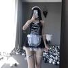 Lin linting lingerie sexy renda empregada empregada tamanho real pijama uniforme terno peça única entrega.