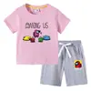 Nova Camiseta Infantil de Verão 2023 Roupa Infantil de Comércio Exterior ins Algodão Coreano Calça Curta Infantil Traje de Duas Peças