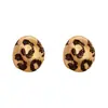 Pendientes de Metal Ovalados con Estampado de Leopardo Exagerados, de Moda Personalizada Transfronteriza Europea y Americana, Pendientes de Lujo Ligero y Diseño Único para Mujer