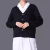 Cárdigan Suéter de Enfermera, Anti-Pilling, Forro de Felpa, Engrosado, Ropa de Trabajo Médica, Ropa Exterior, Tejido de Punto Azul Marino para Hospital