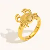 Anel de Caranguejo Transfronteiriço Europeu e Americano Banhado a Ouro 18K de Aço Inoxidável Série Marinha Design de Nicho Joia de Mão Criativa Personalizada para Mulheres