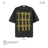 2025 Nova Camiseta de Manga Curta Lavada Estilo Retrô Americano High Street Estampada Pesada Tamanho Grande para Homens, Verão Caimento Solto, Transfronteiriça