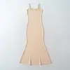 Versión Larga 2026 Verano Nuevo Vestido de Cola de Pez con Tirantes Ajustado de Cintura Alta Estilo Kardashian con Cárdigan de Manga Larga
