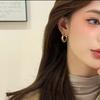 Orejeras Doradas Texturizadas de Moda en TikTok Versátiles Estilo Ins Pendientes Plateados de Alta Gama para Mujer
