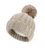 Gorro de Lã Cor Sólida com Forro de Fleece Quente Acrílico Espessado para Mulheres Gorro de Tricô de Inverno Transfronteiriço Gorro de Lã Pai e Filho