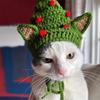 Amazon comercio exterior transfronterizo nuevo sombrero de elfo de Navidad hecho a mano de ganchillo para mascotas sombrero de vestir ambiente festivo