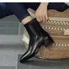 2026 Invierno Nuevo Estilo Europeo y Americano Más Terciopelo Cálido Talla Grande Botas de Mujer Tacón Grueso Punta Cuadrada Piel Suave Adelgazantes Temperamento Zapatos de Moda