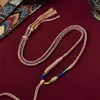 Cuerda para colgar con colgante de hilo de algodón frotado a mano tejido a mano para tarjeta de Buda thangka Cuerda para colgar de collar de cera de abeja de jade Cuerda para colgar de Tíbet
