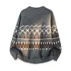 2026 Suéter Retrô Unisex de Alta Qualidade Estilo Étnico Fair Isle Gola Redonda Relaxada Malha Tendência Manga Longa Masculina