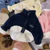 Jaqueta Infantil Unissex de Fleece Coral Dupla Face Inverno Média-Grande Crianças Gola Alta Com Pelúcia Espessada Top Jaqueta Quente Infantil