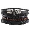 Pulseira Masculina Transfronteiriça DIY Tecida de Couro, Combinação de Joias de Mão Estilo Punk com Contas de Caveira Mais Vendida Europeia e Americana