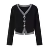 Camiseta básica de manga larga con cuello en V para mujer, nuevo estilo otoño e invierno 2025, corte ajustado, versátil, diseño elegante, top corto tipo dos piezas de imitación para mujer