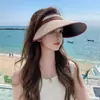 Chapéu de Proteção Solar para Mulheres, Proteção UV de Verão, Chapéu de Sol de Aba Larga, Chapéu com Topo Aberto, Chapéu de Palha para Ciclismo, Chapéu de Sol, Cobertura Facial, Versátil