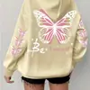 {Extensión} Sudadera con Capucha Manga Larga Estampado de Mariposa y Letras Sudaderas Casuales Tallas Grandes Sudaderas con Capucha