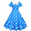 Vestido de fiesta elegante de verano con cuello en V, manga corta y lunares, estampado retro, oferta de fábrica 2022