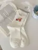 Calcetines de Malla Transpirables Finos de Verano para Mujer, Estilo Lindo de Dibujos Animados de Niña, a Media Pantorrilla, Casual Versátil, Grises y Blancos, Caídos