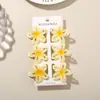Pinza de garra de flor de plumeria hueca de 4 cm transfronteriza, pinza de tiburón de flor degradada, set de 6 piezas para peinado semi-recogido de vacaciones de verano en la playa