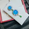 Pingente Banhado a Prata com Calcedônia Verde em Formato de Ovo de Pombo Grande, Ágata Natural Tipo Gelo Incrustada com Cor Semelhante ao Jade