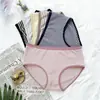 Ropa Interior Femenina Simple Transpirable Suave Algodón Antibacteriana Bragas Tiro Medio Rayadas Transfronterizas En Stock Tallas Grandes Calzones Femeninos
