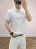 Camisa Polo de Punto Fino de Seda Helada para Hombre con Cuello de Solapa y Estampado de Piña, Color Sólido de Manga Corta, Casual Versátil, Una Pieza, Envío Directo