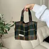 311021 Bolso de Lana Texturizada de Gran Capacidad para Mujer, Bolso Tote para Viajar, Bolso de Mano y Bolso de Hombro a Cuadros Estilo Nuevo 2023