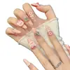 Taiwu Original [Laço Doce Ursinho Rosa] Laço de Ursinho Rosa Tridimensional Fofo Unha Postiça Usável Manicure de Menina Doce