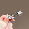 Grampo de Cabelo Elegante com Pérolas para Mulheres, Presilha de Metal com Laço Preto, Presilha Lateral de Alto Padrão, Presilha para Franja, Simples Presilha Bico de Pato