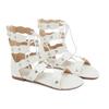Tacones Sandalias Romanas para Mujer Exportación Estilo de Lujo Europeo y Americano Planos Zapatos Romanos Sandalias con Tira Cruzada y Cremallera Trasera para Mujer
