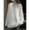 Nueva Camiseta Coreana Simple de Manga Larga Lisa de Color Sólido para Otoño e Invierno, Top Casual Holgado para Mujer