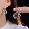 Aretes Geométricos de Lujo Ligero Transfronterizo con Diamantes Viento Frío Diseño Nicho Circonita Micro-incrustada Aretes Cuadrados con Hebilla para la Oreja Sentido Avanzado