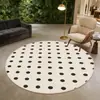 Alfombra de Piso Minimalista Color Crema para Dormitorio con Terciopelo de Cristal Estampado, Cojín Grueso para Silla, Alfombra Redonda para Envío Transfronterizo