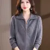 26 Cardigan de Punto con Cremallera en Solapa para Mujer Holgado Muy Bonito Ropa de Abrigo Estilo Otoño/Invierno Chaqueta Suéter Corta para Persona Baja