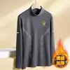 Camiseta interior térmica para hombre de otoño e invierno, camiseta de manga larga, top de otoño de cuello medio alto, ropa de marca moderna para hombre, ropa de alta calidad para hombre