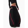 Pantalones de Chándal Xpkaeax Estilo High Street Americano Bloques de Color Rayas Doble Cintura para Mujer, Nuevos Pantalones de Pierna Ancha Hip-Hop Otoño e Invierno
