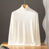 Suéter de Cachemira 100% Puro Bai Cai de Punto Fino de Terciopelo para Hombre, Cuello Alto, Manga Larga, Jersey, Ropa de Punto Casual, Corte Delgado
