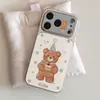 Capa para iPhone 18 Pro Max Tema Urso de Aniversário, Capa Anti-Queda de Pele de Cordeiro para Apple 16, Modelos Unissex 15