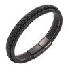 Pulsera Trenzada de Cuero y Microfibra con Acero de Titanio para Hombre en Stock Original Hecha a Mano de Nicho Pulsera de Pareja con Elementos Geométricos