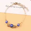 Conjunto de Pulsera y Collar Popular Transfronterizo Europeo y Americano con Ojo de Diablo Incrustado de Diamantes, Joyería de Alto Nivel Personalizable Apilable para Mujeres