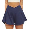 Culottes de Tenis Transfronterizos 2024 Cintura en V Aspecto Adelgazante Cintura Alta Transpirables Secado Rápido Pantalones Cortos Deportivos para Mujer Running Fitness Sueltos