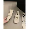 Primer Encuentro Temporada Leche Blanca Francesa Plus Terciopelo Cálido Peludos Zapatos Mujer 2026 Otoño/Invierno Nuevo Estilo Mocasines de Exterior sin Cordones
