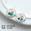 Jardim de Monet Pintura a Óleo Redonda Liga de Zinco Pingente Gota de Óleo Brincos de Miçangas Feitos à Mão DIY Material para Acessórios de Joias Colar