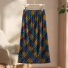 Falda de Cuadros Retro Línea A para Mujer, Nuevo Estilo de Verano, Falda Plisada de Cintura Alta de Longitud Media con Diseño Único