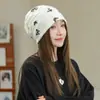 Gorro holgado de estilo perezoso con diseño de mariposas 2025 para mujer, Primavera y Otoño, Para circunferencia de cabeza grande, Gorro de frío tipo suéter para adelgazar la cara, Gorro tipo turbante