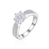 Anel de noivado em prata de lei com seis garras 1,2 ct nó de casamento tesouro colorido corte Flor de Gelo diamante quadrado Anel feminino S925 prata Alta Sensação diamante de alto carbono 7*7