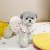 Roupas para Cachorro Verão Pet Filhote Bichon Maltês Renda Manga Bufante Vestido Princesa 25 Gaze de Algodão Vestido com Manga Bufante