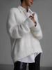 Chaqueta de punto tipo cárdigan de imitación de visón con cuello en V estilo perezoso para mujer Otoño e Invierno 2025 Nueva de alta gama peluda