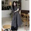 Actualización de talla de envío Otoño e invierno chic coreano Estilo coreano Cuello alto Botones Versátil Holgado Longitud media Gabardina Chaqueta