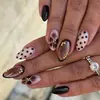 Estilo Europeo y Americano Cortos Chapados en Oro 3D Florales de Lujo Forma de Almendra Manicura Francesa Uñas Postizas Puntas de Uñas Portátiles