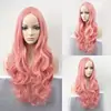 Foto Real de Cabello Largo y Rizado con Raya en Medio, Peluca Multicolor, Peluca de Carnaval de Halloween, Venta de Fábrica